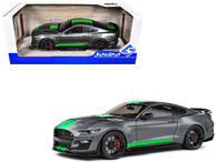 2020 Ford Shelby Mustang GT500 Carbonized Gray Metallic with Neon Green Stripes 1/18 Diecast Model Car by Solido