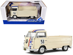 1950 Volkswagen T1 Pickup Truck Racer #53 Cream with Stripes 1/18 Diecast Model by Solido