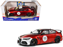 2022 Alfa Romeo Giulia GTAm #99 Red Metallic with Black Top and Italian Flag Stripes "Mugello 1969" Livery "Competition" Series 1/18 Diecast Model Car by Solido