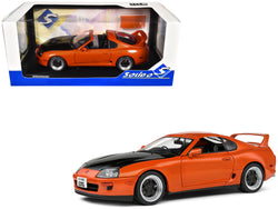 1993 Toyota Supra MK4 (A80) RHD (Right Hand Drive) Orange Metallic with Black Hood 1/18 Diecast Model Car by Solido