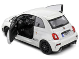 2022 Fiat F595 Abarth Ghiaccio White with Black Stripes 1/18 Diecast Model Car by Solido