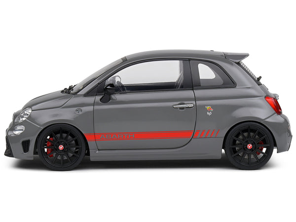 2022 Fiat 695 Abarth XSR Yamaha Record Gray with Red Stripes 1/18 Diecast Model Car by Solido