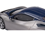 2019 Automobili Pininfarina Battista Argento Liquido Silver Metallic with Blu del Re Blue Top "US Launch Edition" 1/18 Model Car by Top Speed