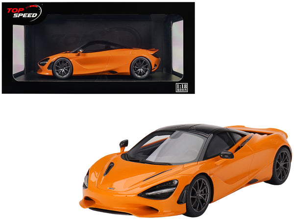 McLaren 750S McLaren Orange with Black Top 1/18 Model Car by Top Speed