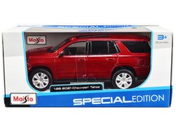 2021 Chevrolet Tahoe Red Metallic with Sunroof 1/26 Diecast Model by Maisto