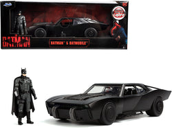 Batmobile Matte Black with Lights with Batman Diecast Figure "The Batman" (2022) Movie "DC Comics" 1/18 Diecast Model by Jada