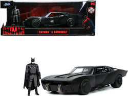 Batmobile Matte Black with Batman Diecast Figure "The Batman" (2022) Movie "DC Comics" 1/24 Diecast Model Car by Jada