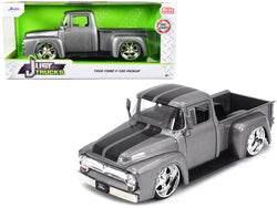 1956 Ford F-100 Pickup Truck Gray Metallic with Black Stripes "Just Trucks" Series 1/24 Diecast Model by Jada