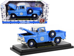 1958 Chevrolet Apache Stepside Pickup Truck "Pan Am" Ground Crew Light Blue with White Top Limited Edition to 6,880 pieces Worldwide 1/24 Diecast Model Car by M2 Machines