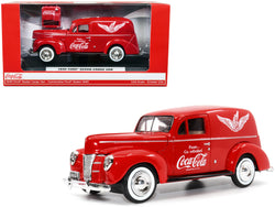 1940 Ford Sedan Cargo Van Red "Pause... Go Refreshed Coca-Cola" with Vending Machine Accessory 1/24 Diecast Model Car by Motor City Classics