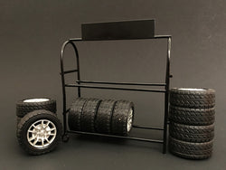 "Metal Tire Rack with Rims and Tires" For 1/24 Scale Models by American Diorama