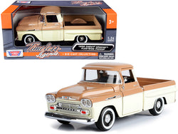 1958 Chevrolet Apache Fleetside Pickup Truck Brown and Beige 1/24 Diecast Model by Motormax