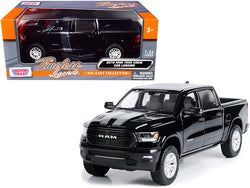 2019 RAM 1500 Laramie Crew Cab Pickup Truck Black with Silver Stripes 1/24 Diecast Model by Motormax