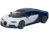 Bugatti Chiron White and Blue Snap Together Painted Plastic Model Kit (Skill Level 1) by Airfix Quickbuild