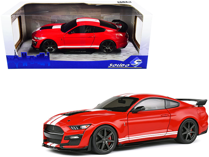 2020 Ford Mustang Shelby GT500 Red with White Stripes 1/18 Diecast Mod ...